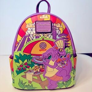 NWT. loungefly Disney Parks Epcot Food & Wine Festival Figment Backpack Bag.